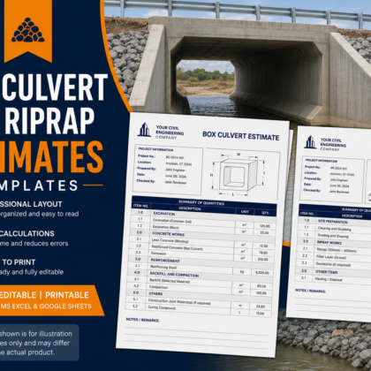 Box Culvert and Riprap Estimate Templates