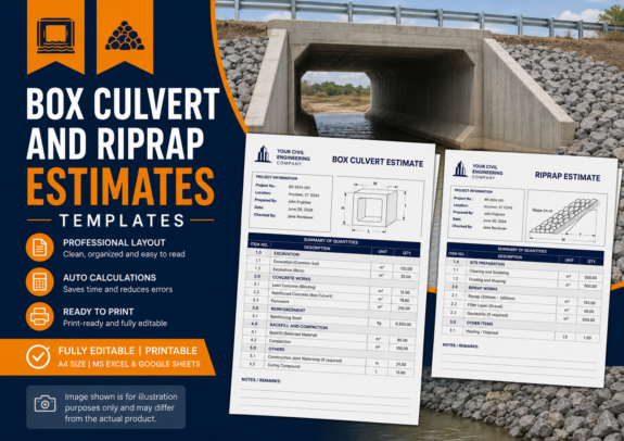 Box Culvert and Riprap Estimate Templates