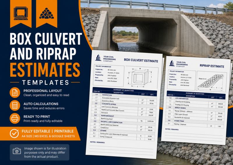Box Culvert and Riprap Estimate Templates – Temp La