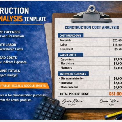 Construction Cost Analysis Templates