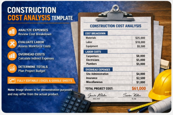 Construction Cost Analysis Templates