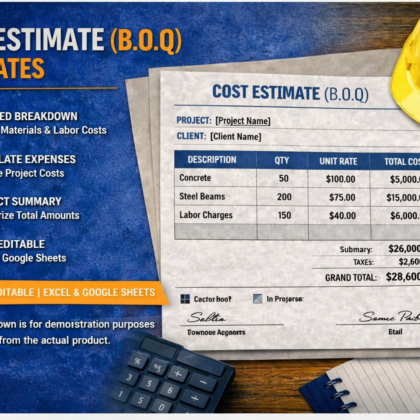 Cost Estimate( BOQ) Templates