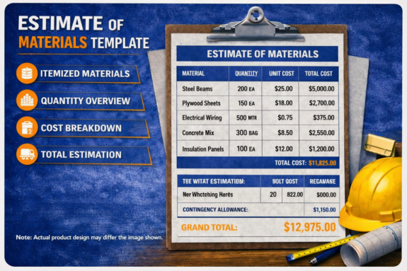 ESTIMATE OF MATERIALS TEMPLATES