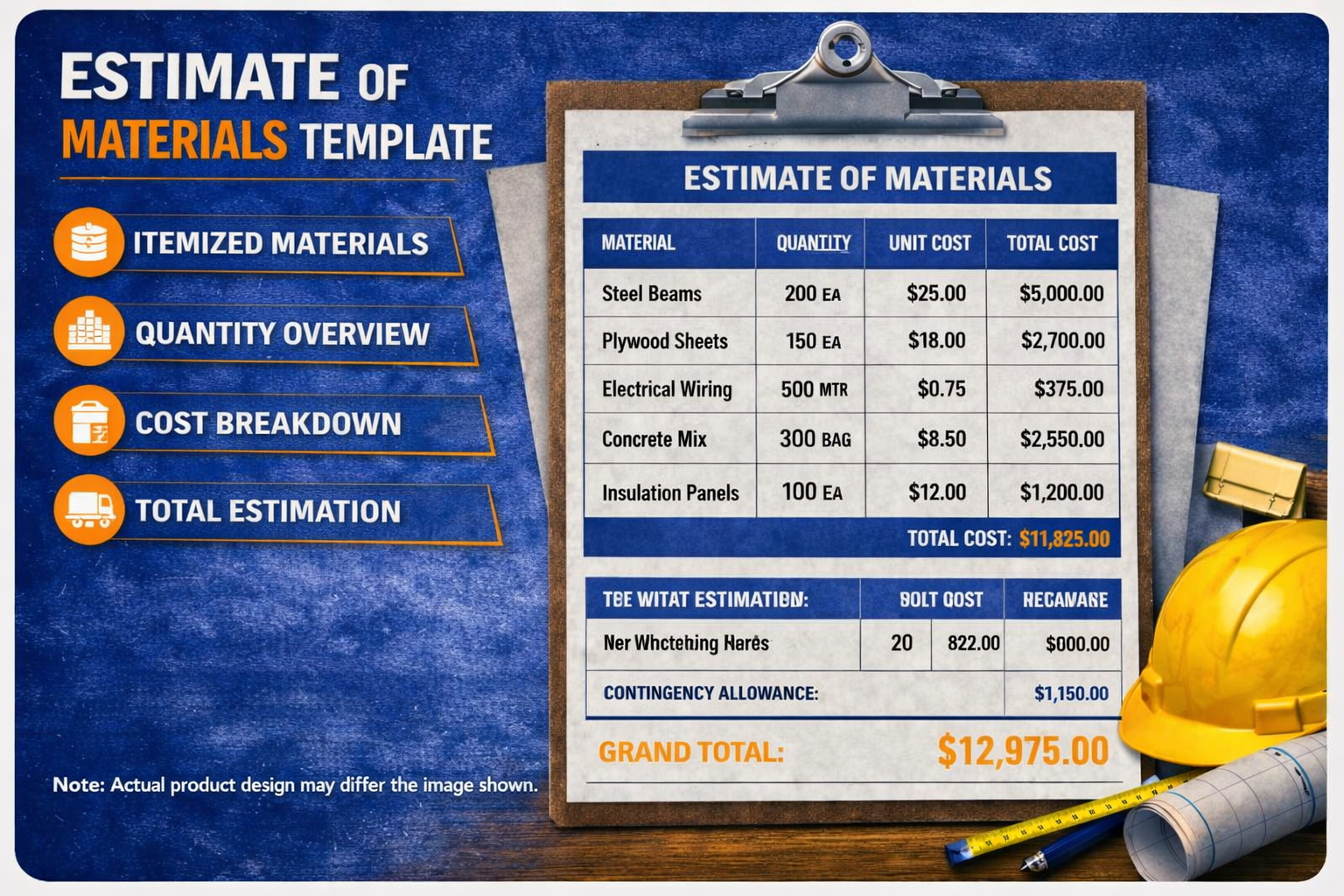 ESTIMATE OF MATERIALS TEMPLATES