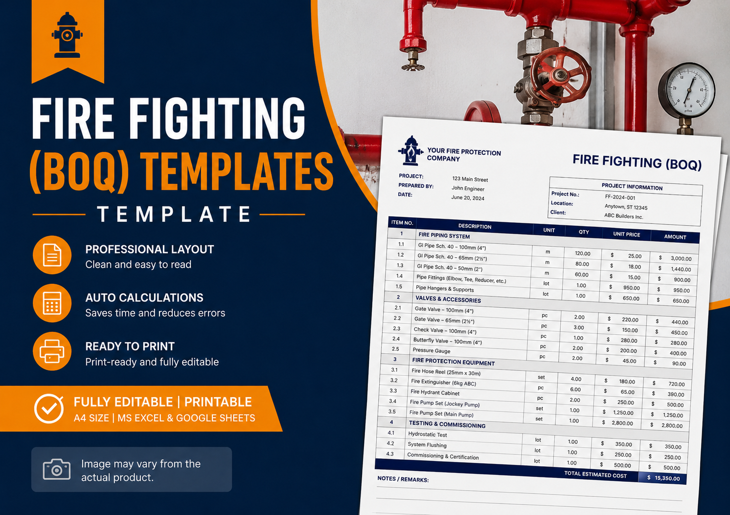 FIRE FIGHTING (BOQ) Templates
