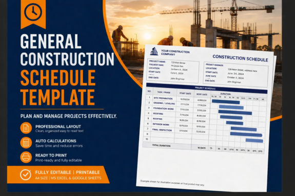 GENERAL CONSTRUCTION SCHEDULE Template