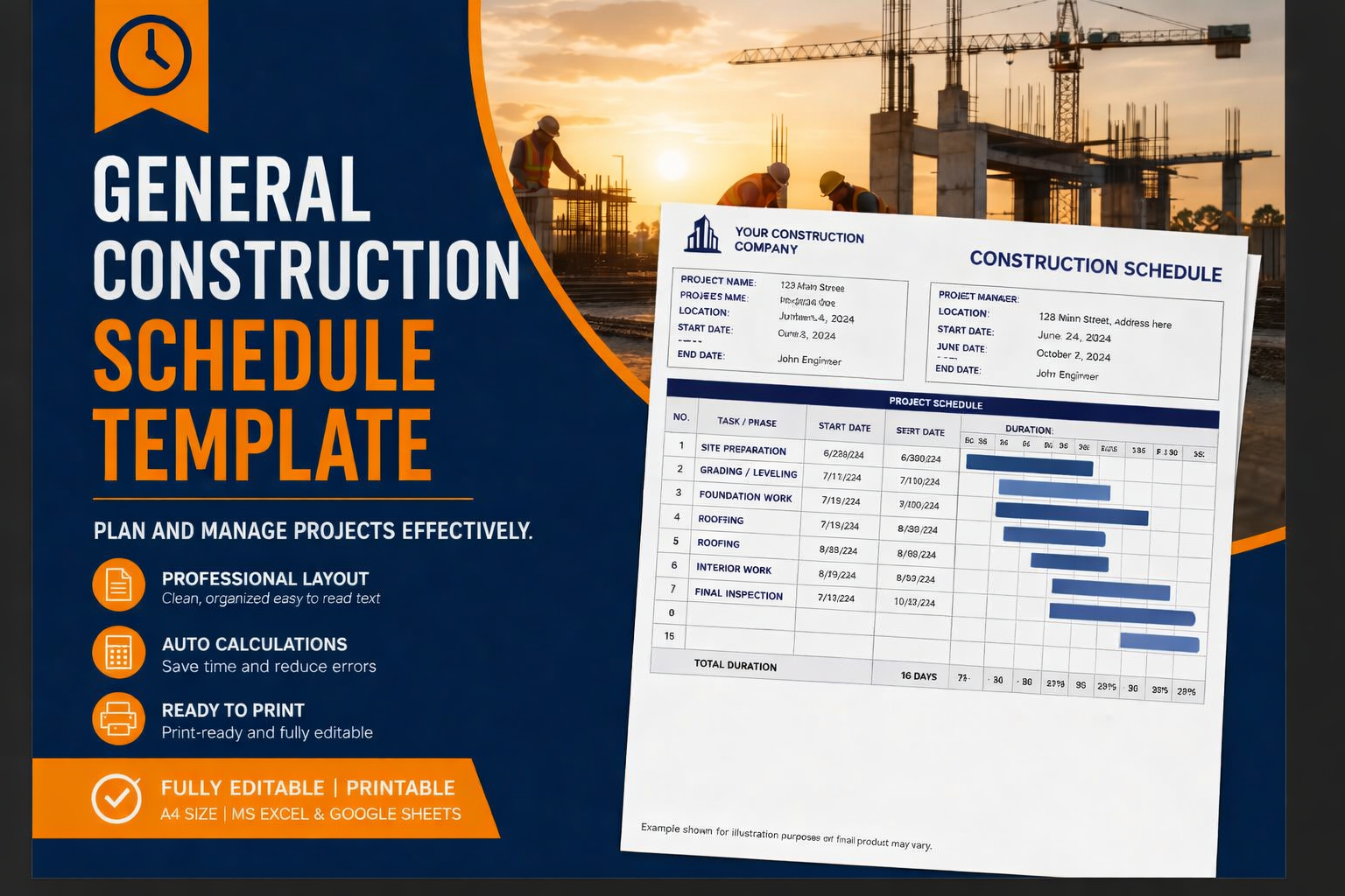 GENERAL CONSTRUCTION SCHEDULE Template