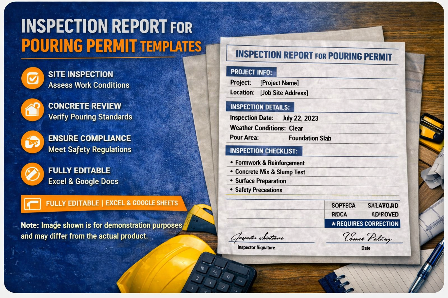 Inspection report for Pouring Permit Template