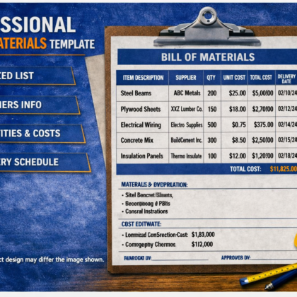 Professional Bill of Materials Templates